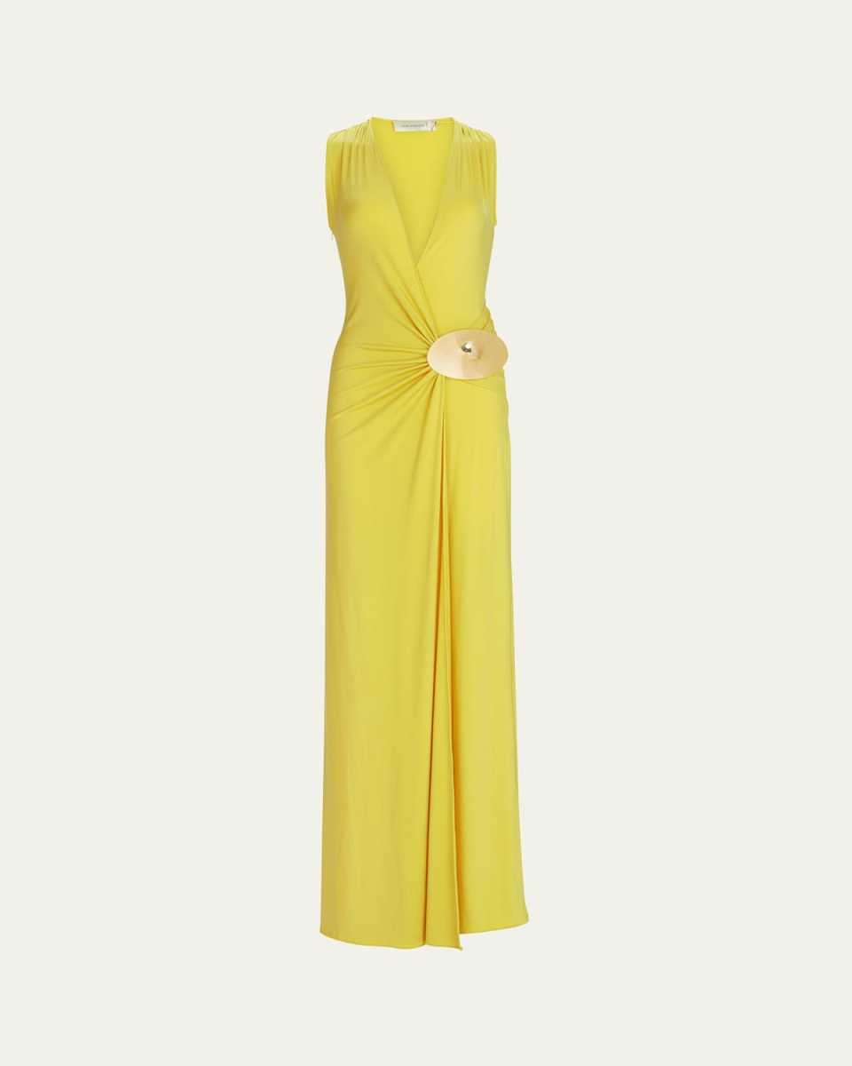 Fadila Gathered Jersey Maxi Dress
